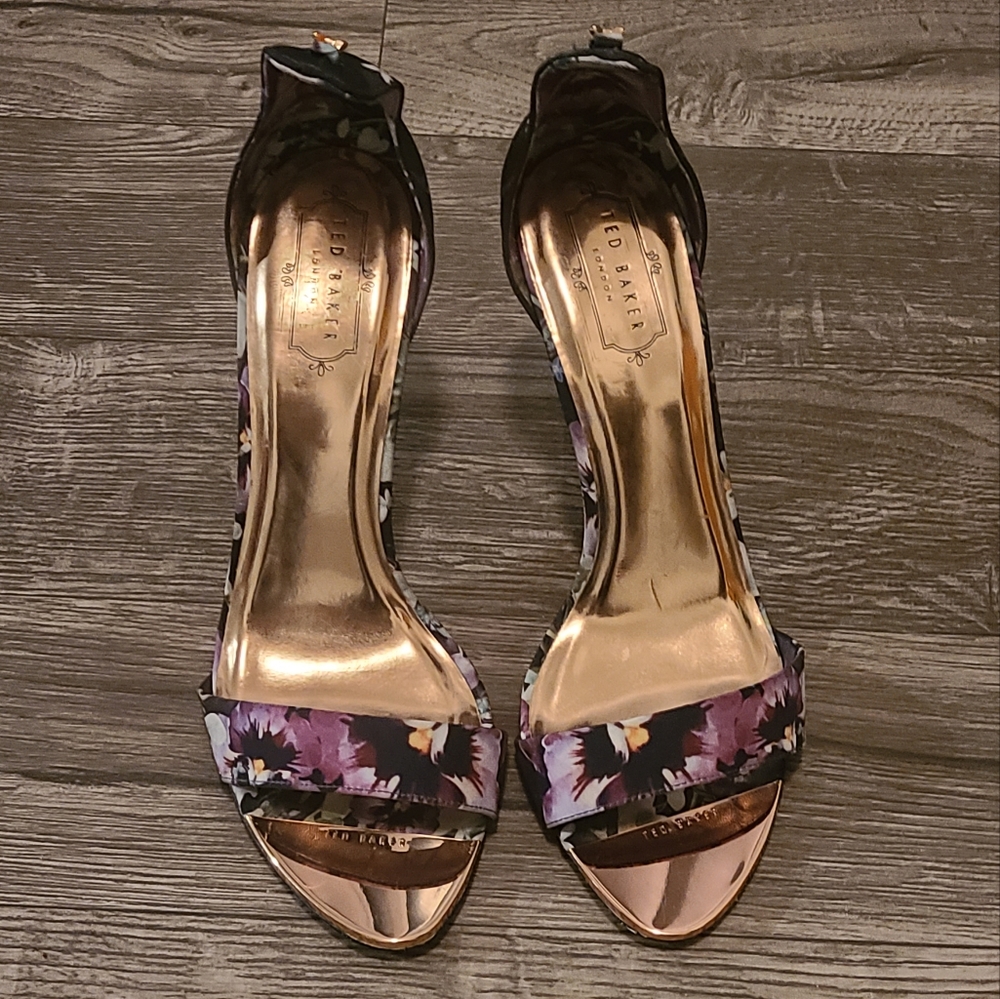 Ted Baker Purple Floral Open-Toe Heels